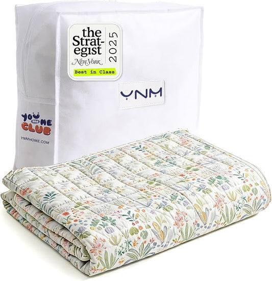 YnM King Size Cooling Nylon/PE Weighted Blanket for Adults (88x104 Inches, 50 Pounds, Jungle Bloom), Extra Heavy Bed Blanket for Two Persons on Queen or King Bed
