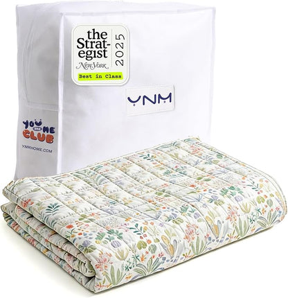 YnM King Size Cooling Nylon/PE Weighted Blanket for Adults (88x104 Inches, 25 Pounds, Jungle Bloom), Heavy Bed Blanket for Two Persons of 110~190lbs on Queen or King Bed