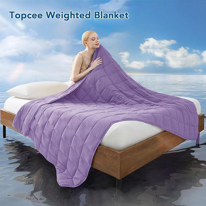 Topcee Weighted Blanket (25lbs 88"x104" Cal King Size) Soft Cooling Heavy Blanket Sleeping, Apply to 240-260 lbs Body, Thick Breathable Blanket with Glass Bead, Easy Care
