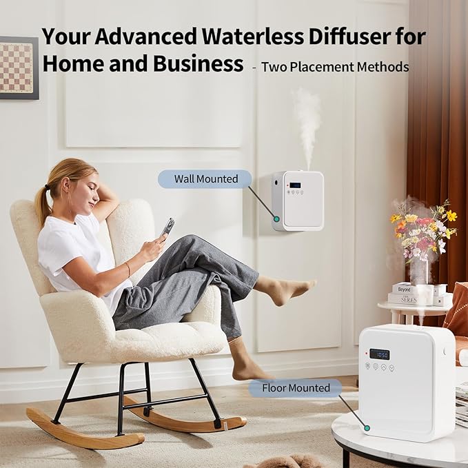Smart Scent Air Machine for Home,1500 Sq. Ft Coverage Waterless Essential Oil Diffuser with Cold Air Diffuser with App Control,Hotel,Spa, Office Collection Diffuser, Waterless Whole House,White