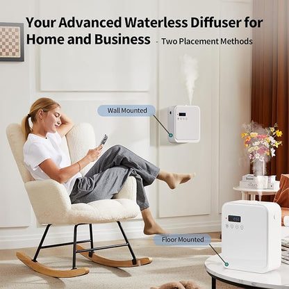 Smart Scent Air Machine for Home,1500 Sq. Ft Coverage Waterless Essential Oil Diffuser with Cold Air Diffuser with App Control,Hotel,Spa, Office Collection Diffuser, Waterless Whole House,White