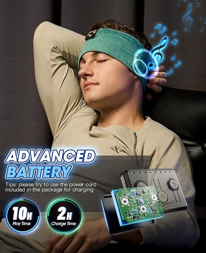 Sleep Headphones Wireless, Bluetooth Headband Sports Sleeping Headphones Sleep Mask Earbuds Breathable Music Headband with Bluetooth 5.4, Perfect for Side Sleepers Sleeping Travel Workout Running