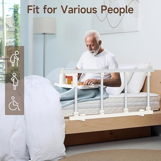 WAYES Bed Rails for Elderly Adults (34" x 16"), Foldable Bed Side Rails for Full, Queen, King Size Bed, Safety Guard, Durable, Tool-Free Assembly