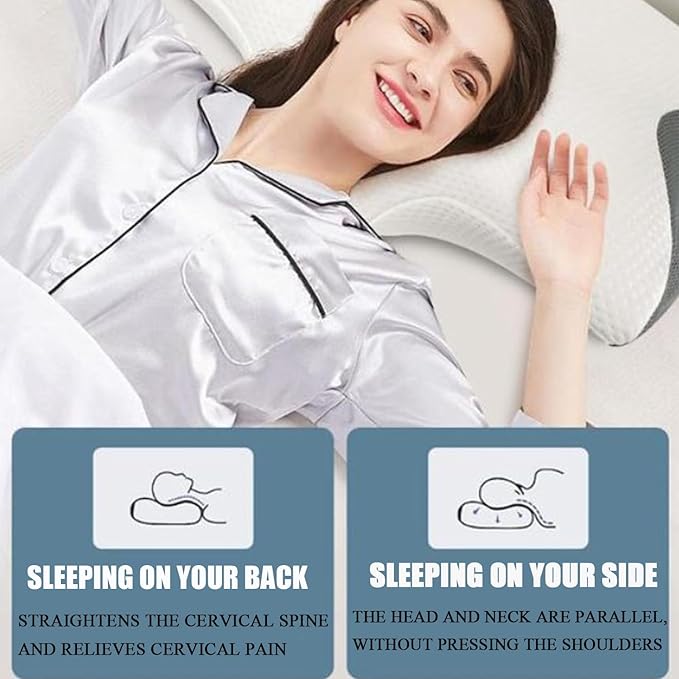 Pillows for Sleep Apnea, Hollow Design Odorless Orthopedic Cervical Pillow, Memory Foam Pillow for Neck, Neck Support Pillows for Sleeping, Neck Elevation Design(Grey)