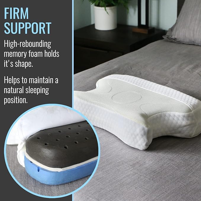 DMI CPAP Memory Foam Sleep Aid Pillow, Suitable for All CPAP Masks, Reduces Mask Pressure and Air Leaks, Aligns Neck, Shoulders, and Spine, Hose Tether, High Rebound Foam, FSA & HSA Eligible