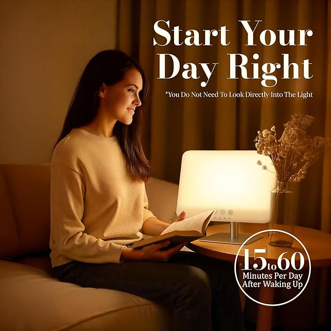 Inspired Living Co. 10000 Lux Light Lamp – UV-Free Daylight Lamp for Home, Office & Travel – Adjustable Brightness Daylight Lamp with Timer & Foldable Stand