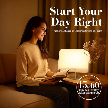 Inspired Living Co. 10000 Lux Light Lamp – UV-Free Daylight Lamp for Home, Office & Travel – Adjustable Brightness Daylight Lamp with Timer & Foldable Stand