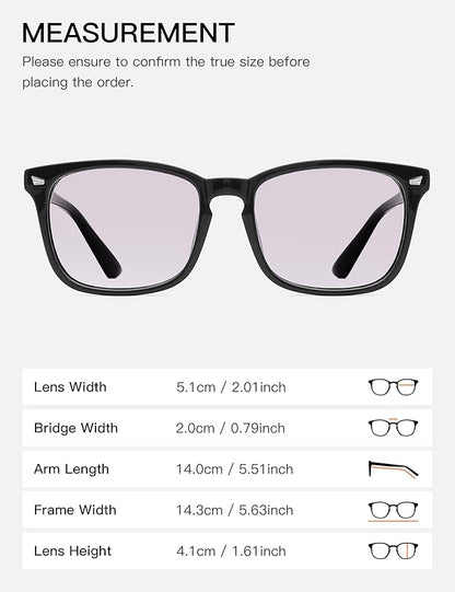 TIJN Blue Light Blocking Glasses for Women Men Clear Frame Square Nerd Eyeglasses Anti Blue Ray Computer Screen Glasses