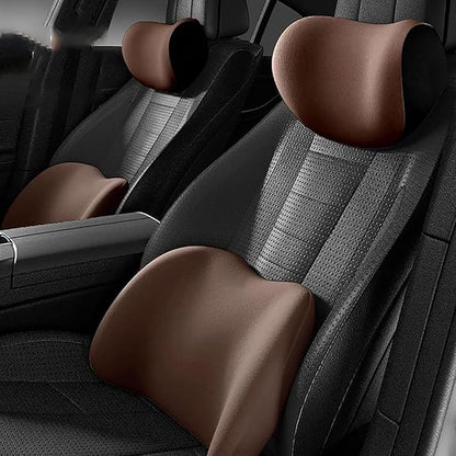 Car Headrest & Lumbar Support Cushion For Subaru XV/Subaru Crosstrek (GT) 2.Gen 2018-2024, Ergonomic Memory Foam Head Rest and Lumbar Pillow Set Breathable Comfortable for Neck Back Pain Relief