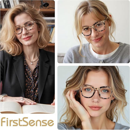 Reading Glasses for Men Women Blue Light Blocking with Spring Hinge, Blocking Readers Anti UV Ray Filter Eyeglasses, Square Computer Reader Glasses, Amber Tortoiseshell, +2.0