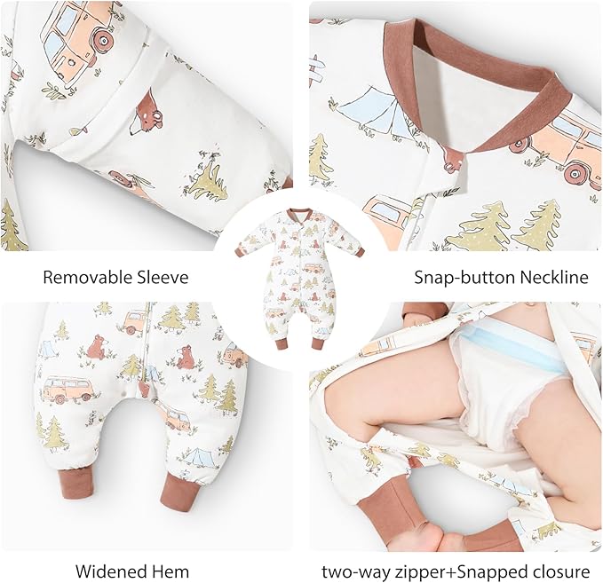 ikaufen Baby Sleep Sack 100% Cotton Smart Thermostatic Stay Snug Swaddle Transition Sleeping Bag 1.0 TOG
