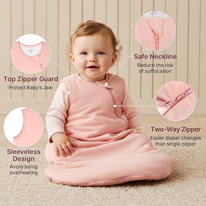 Supersoft Rayon Made from Bamboo Sleep Sack 24-36 Months 1.0 Tog Toddler Sleep Sack 2t Baby Wearable Blanket 3t with 2-Way Zipper Unisex Sleeping Bag for Babies All-year-around - Pink