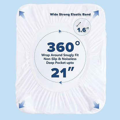 Queen Mattress Pad for Back & Hip Pain Relief, Pillow Top Cooling Bed Topper Quilted Fitted, Hotel Quality Deep Pocket Soft Queen Mattress Protector Cover Washable (60x80 inch, White)