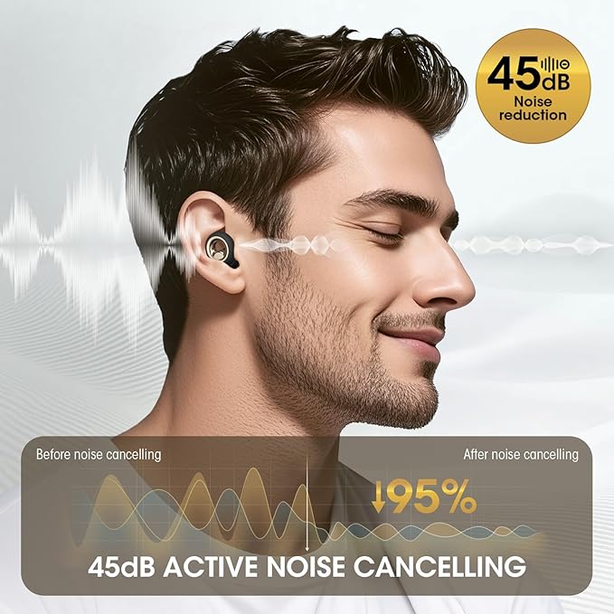 Noise Cancelling Ear Plugs for Sleeping, 45dB Silicone Ear Plugs for Noise Reduction, Reusable Sleeping Earplugs for Snoring, Concert & Shooting Ear Protection with 8 Eartips(Dark Black)
