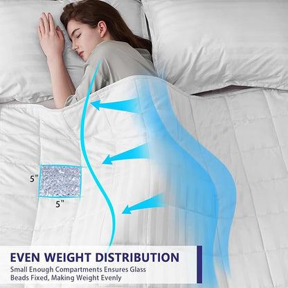 yescool Weighted Blanket for Adults (10 lbs, 48" x 72", Snowy Stripes) Heavy Blanket for Sleeping Perfect for 90-110 lbs, Twin Size Breathable Blanket with Premium Glass Bead, Machine Washable