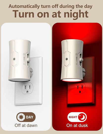 Night Light, Night Lights Plug into Wall [2 Pack], 0-100LM Adjustable Brightness Light Sensor Nightlights Plug in Wall for Hallway, Bathroom, Adults, Red Led Nightlight