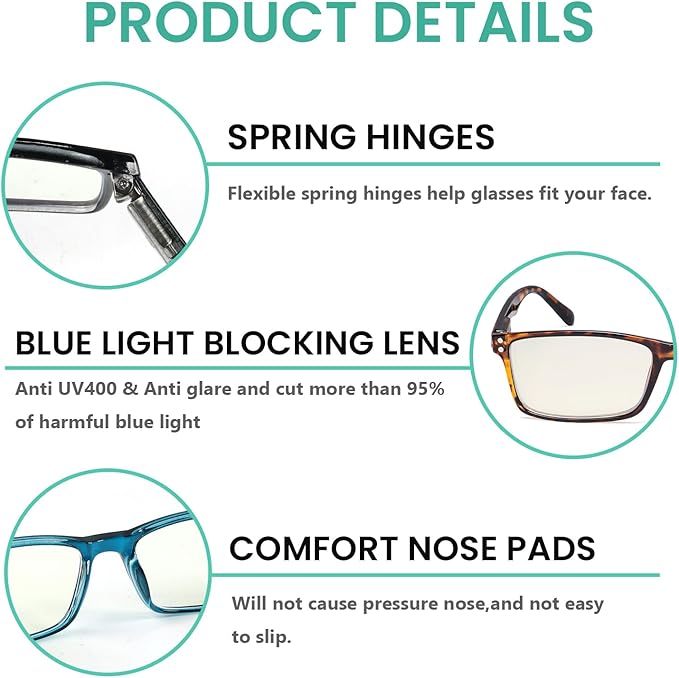 Eyekepper 4-pack Reading Glasses Blue Light Blocking Women Cat Eye Readers