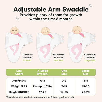 3-Pack Organic Baby Swaddle Sleep Sacks - Swaddles for Newborns, Infant 0-3 Months, Baby Girls, Boys, Soft & Snug Newborn Sleep Sack, Nursery Swaddling Blankets (Cloud, XS)