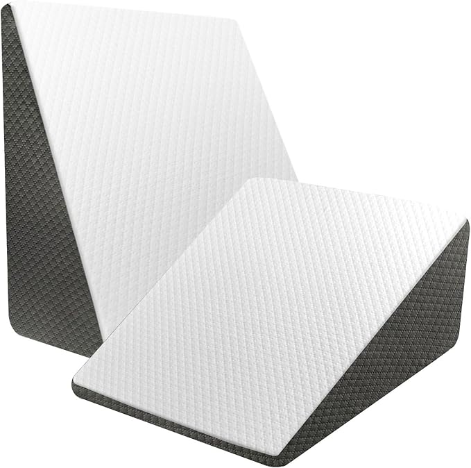 Wedge Pillow for Sleep Apnea, Bed Wedge Pillow for Headboard, Headboard Triangle Pillow Wedge for Acid Reflux, After Surgery, Snoring, Cooling Memory Foam Top, Removable Cover, 24x24x12Inch