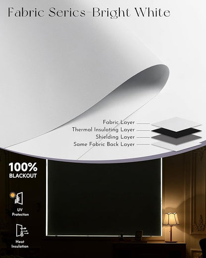 Graywind Motorized Shades 100% Blackout Compatible with Alexa Google WiFi Hardwired Smart Roller Shade Remote Control Automated Window Blinds with Valance, Customized Size (Bright White)