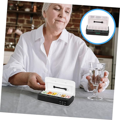 Gatuida 1pc Portable Electronic Medicine Organizer Alarm Reminder for Elderly Timed Dispenser Travel-Friendly Design and Easy to Clean Helps Manage Medication Schedule