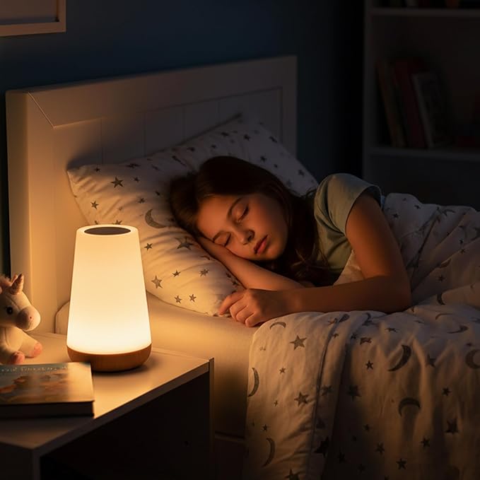 Touch Night Light for Kids: Dimmable LED Nursery Lamp for Baby - Eye-Caring Soft Warm White Light USB Rechargeable Portable Bedside for Toddlers Bedroom Living Room