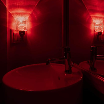 Red LED Dim Night Light for Bedrooms & Bathrooms [2 Pack] - BioRhythm Safe - (Circle)