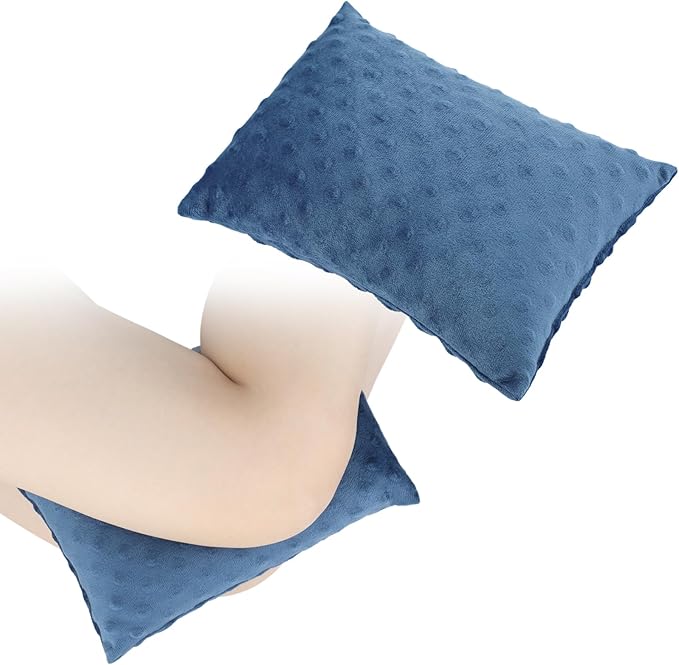 2 Pcs Soft Knee Pillow for Side Sleepers, Pressure Pillows Between Legs 11"x7" Small Knee Pillow Joints Cushion for Sleeping Hip and Back Pain, Minky Dot Denim Blue