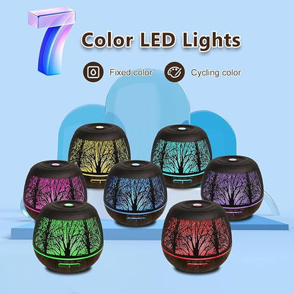 Essential Oil Diffuser for Home,500ML Aromatherapy Diffusers for Essential Oils Large Room with Cool Mist Humidifiers for Bedroom,7 Colors Changed & 3 Mist Mode Automatic Shut-Off,Tree