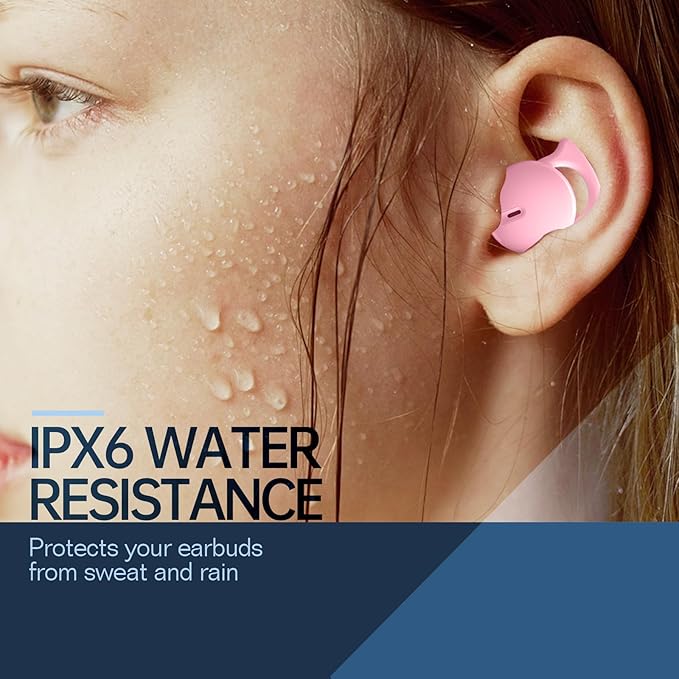 Invisible Sleep Headphones, Sleep Earbuds for Side Sleepers, Mini Noise Blocking Sleep Earphones, Bluetooth 5.3 Stereo in-Ear Wireless Earbuds for Sleeping, Working, Pink