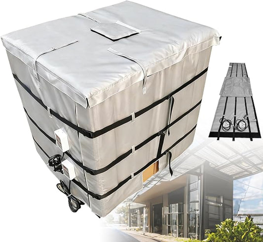 IBC Tote Freeze Protection, IBC Container Heater, 1000L, Smart Temperature Control up to 200°C, IBC Tote Blanket with Thermostat, For petroleum, chemical, food processing Grey