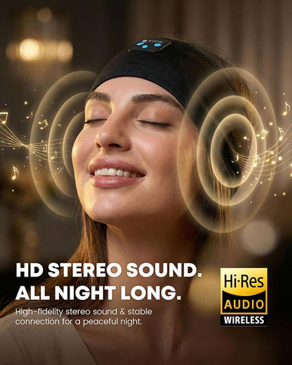 Sleep Headphones Bluetooth 5.4 Headband, Wireless Sleep Headphones with Built-in HD Stereo Speakers for Side Sleepers, Sweatproof Sports Headband for Workout Running Cool Gadget Unique Gifts for Men