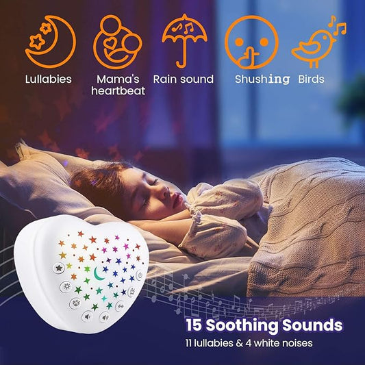 BEREST Sound Machine for Babies, Adults & Kids | 15 Soothing Sounds Featuring White Noise & 9 Lullabies, Cry Sensor, Star Projector | Mini, Rechargeable, Travel Friendly