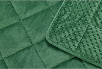 TONGDADA Minky Weighted Blanket | 40''x60'',10lbs | Cozy and Soft Minky Weighted Throw Blanket | Luxury Velvet with Premium Glass Beads | Dark Green Minky
