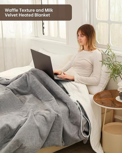 Electric Heated Blanket King Size, Washable Blanket Warmer with Dual Control for Home for Adults, Super Cozy Soft Fabric 100" x 90", 9 Heat Levels, 1-9H Auto-Off, ETL Certified, Gray