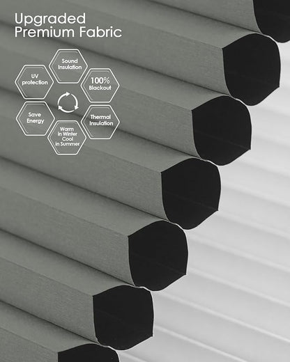 Yoolax Smart Cellular Shades, Motorized Elongated Arch Honeycomb Blinds Motorized Blinds with Remote Compatible with Alexa, Customized Elongated Arch Cellular Shades (Blackout Dark Grey)