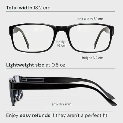 Gaoye Reading Glasses - Blue-Light Filter, UV Protection - Readers with Rectangle Frames