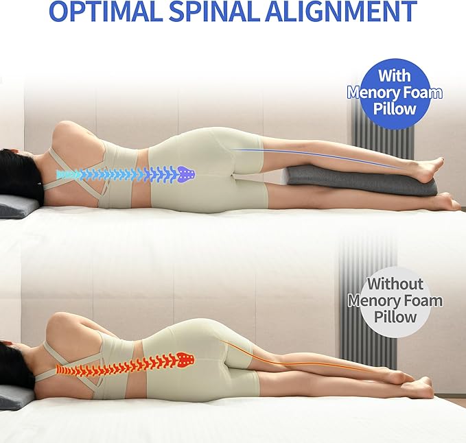 Knee Pillow for Back Sleeping, Memory Foam Leg Pillow for Back Pain, Under Leg Support for Sleeping,Half Moon Bolster Pillow