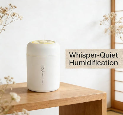 300ml Portable Mini Cool Mist Humidifier with Colorful Lights, USB-Powered for Bedroom, Office, Plants, Travel & Car (White)