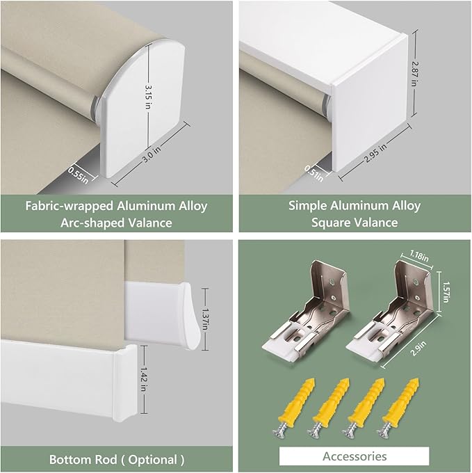 ZSHINE Motorized Blackout Window Blinds Over-Size Customize Width (21-114 Inches) Remote Control Wireless and Rechargeable Motor Roller Shades Blinds for Windows(Light Coffee 82026C)