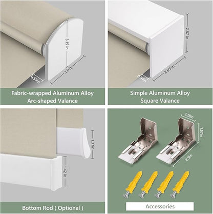 ZSHINE Motorized Blackout Window Blinds Over-Size Customize Width (21-114 Inches) Remote Control Wireless and Rechargeable Motor Roller Shades Blinds for Windows(Light Coffee 82026C)