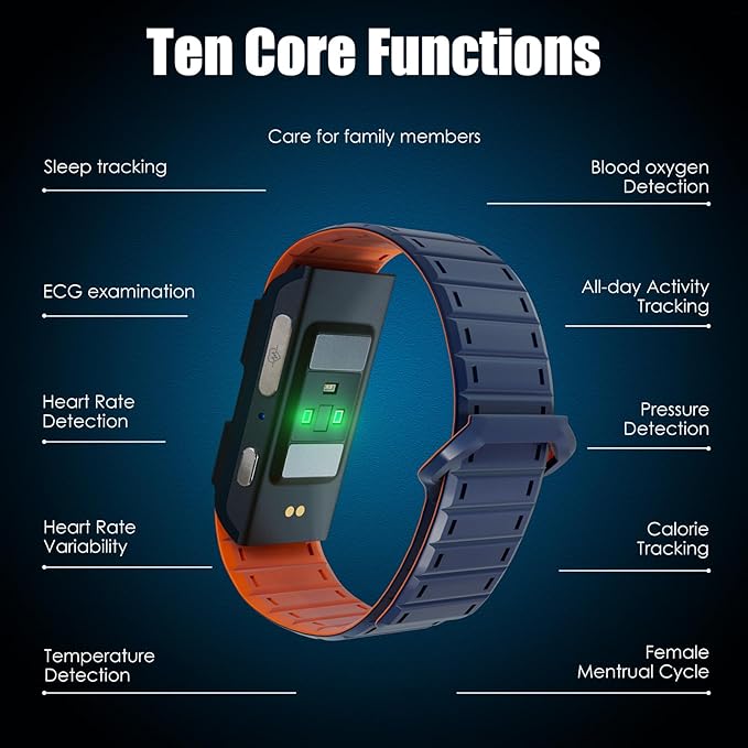 Smart Bracelet, Wearable Activity & Fitness Tracker Band, All-Day Continuous Heart Rate Blood Pressure Stress HRV Monitor, 170 Sport Modes Smart Wristband with Free APP Black
