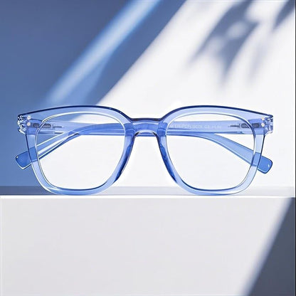 Reading Glasses for Men Women Blue Light Blocking with Spring Hinge, Blocking Readers Anti UV Ray Filter Eyeglasses, Square Computer Reader Glasses, Blue, +3.0