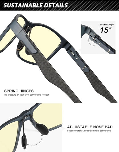 ANYLUV Blue Light Blocking Glasses Men Computer Gaming Glasses Lightweight Al-Mg Metal Anti Eyestrain Eye Protection