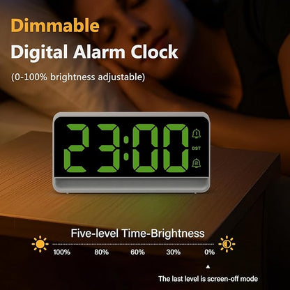 Super Loud Alarm Clock for Heavy Sleepers Adults, Teens, Kids, Digital Alarm Clocks for Bedrooms, White Digital Clock with Adjustable RGB Color/Night Light/Brightness/Dimmer/Volume, USB Port
