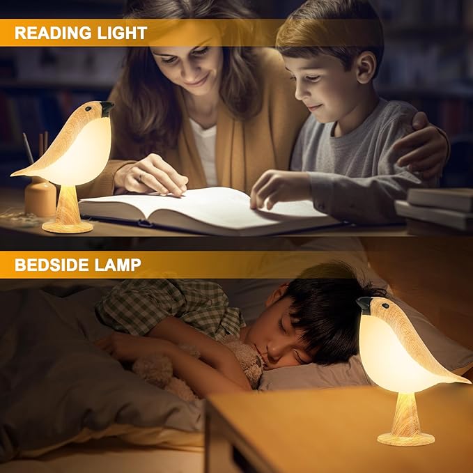 2Pack Cute Bird Table Lamp, Touch Control/Dimmable Brightness/3 Color Temperature/Cordless Desk Lamp Bedside Lamps for Nightstand, Bedroom, Small Space, Decoration