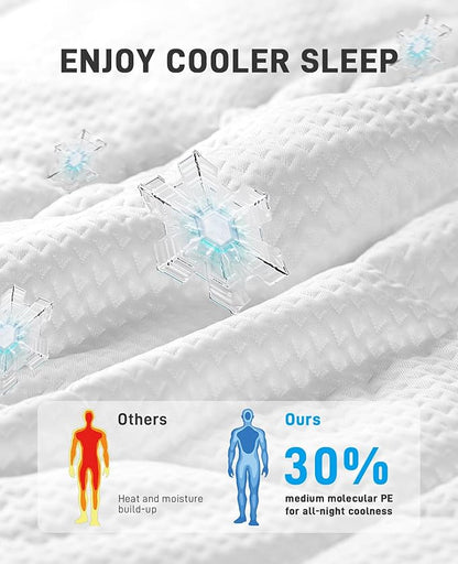 PERLECARE 4 Inch Dual Layer Full Mattress Topper for Pressure Relief, 2.5 Inch Cooling Egg Crate Gel Memory Foam Plus 1.5 Inch Pillow Top Cover, Soft with Deep Pocket