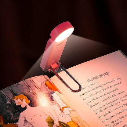 VAVOFO USB Rechargeable Blue Light Blocking Amber Clip On Bookmark Shaped Reading Light for Bookworms Reading in Bed (Pink)