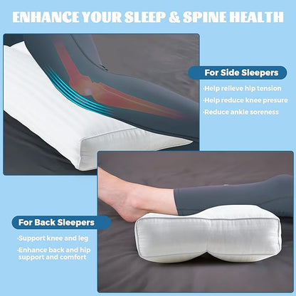 Bafode 3.5"Knee Pillow for Side Sleepers,Cooling Leg Pillow for Side Sleeping,Knee Pillow with 930G 7D Alternative for Relieving Leg, Back, and Knee Pain,High Supportive Leg Pillow for Pregnancy,White