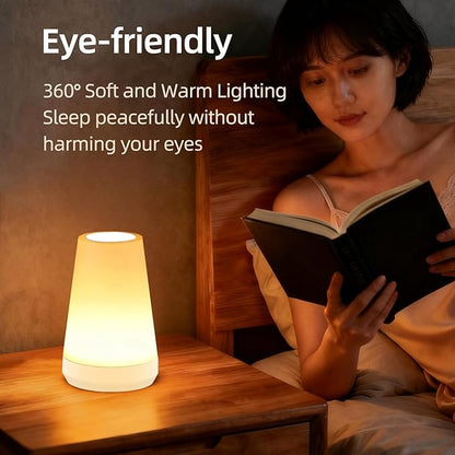 Night Light, Dimmable Touch Lamp and Remote Control, 13 RGB Colors & 5 Brightness, Rechargeable Bedside Table Lamp for Baby Kids Nursery Bedroom Bathroom Camping (White)